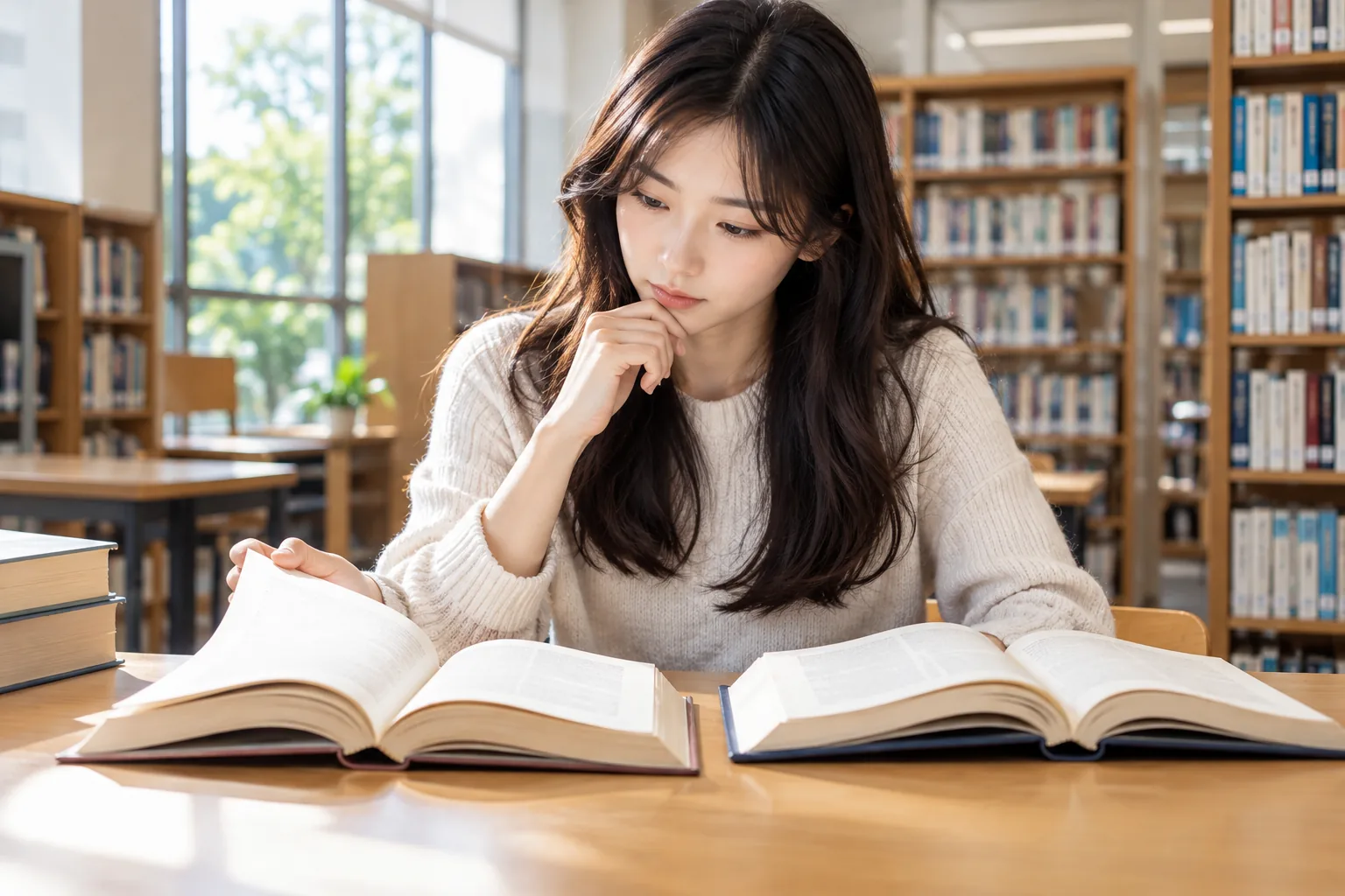 서점에서 책의 판본을 확인하는 사람