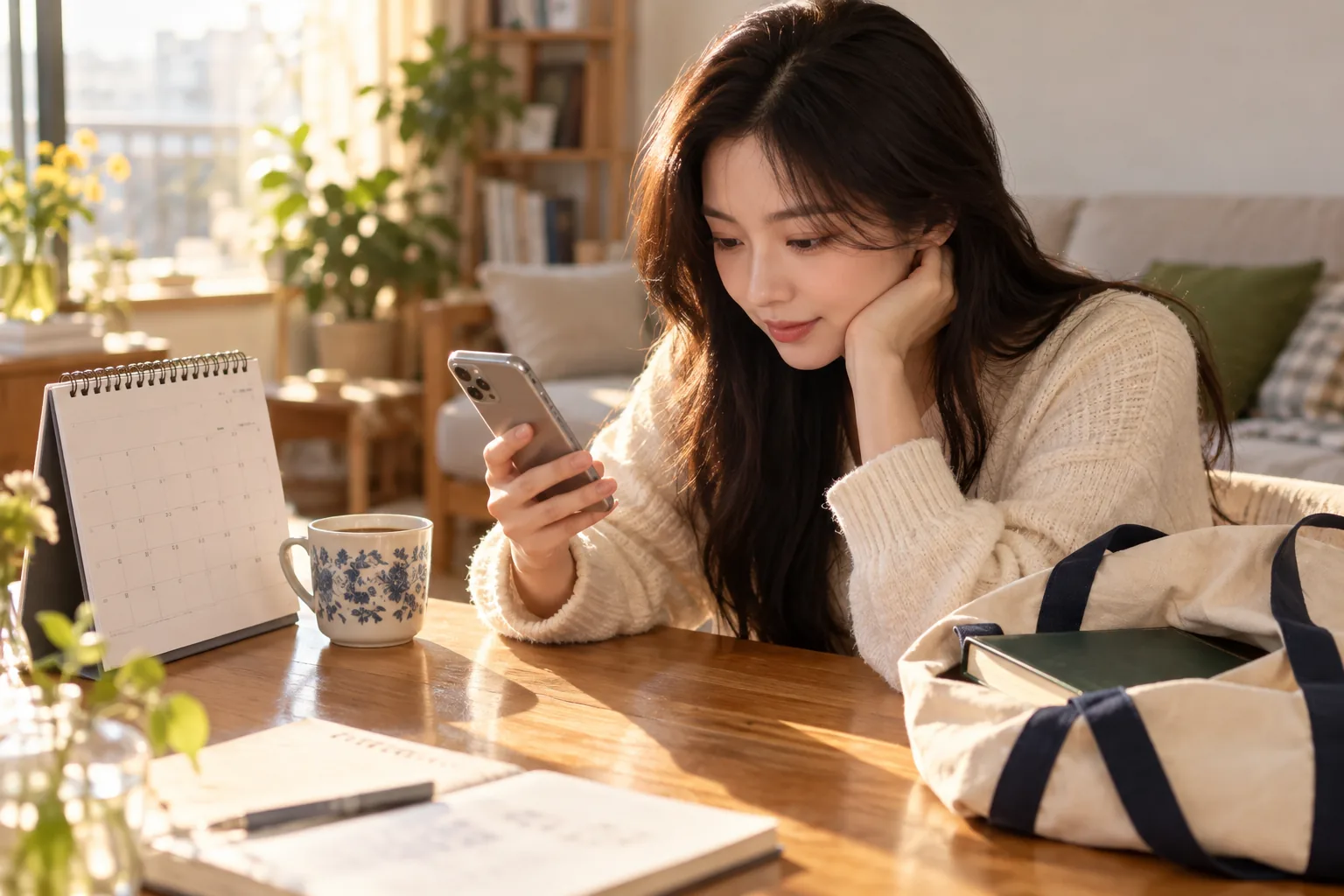 예약도서 알림과 방문 일정을 확인하는 장면